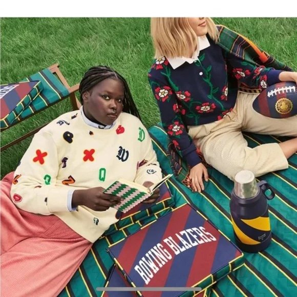 New Rowing Blazers Triple Stripe Water Repellant Outdoor Blanket x Target 72x72 - Picture 7 of 9